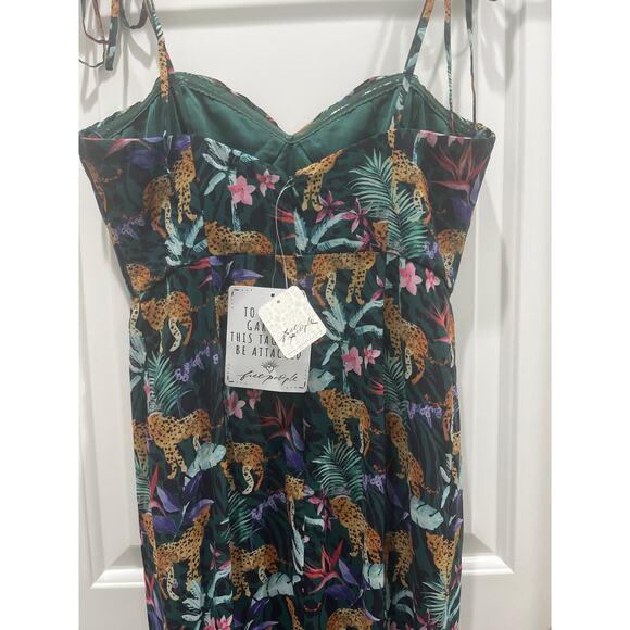 NWT Fame And Partners X FREE PEOPLE Elham Jungle Print Maxi Dress Sz 6 - Picture 8 of 9
